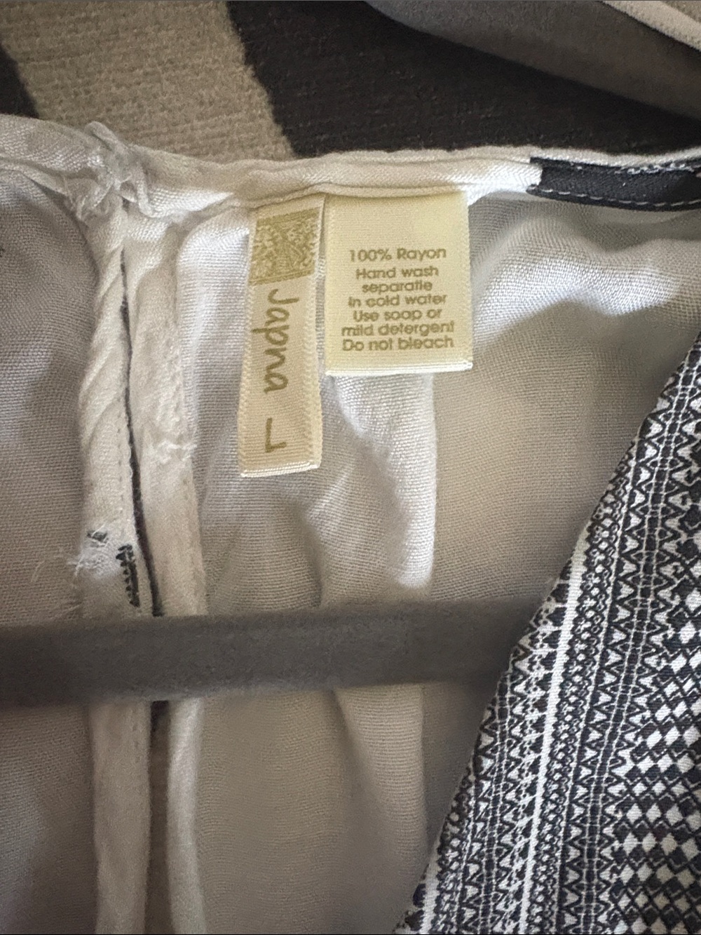 Japna White Maxi Dress with Black Floral Print and Gray Trim - Picture 2 of 4